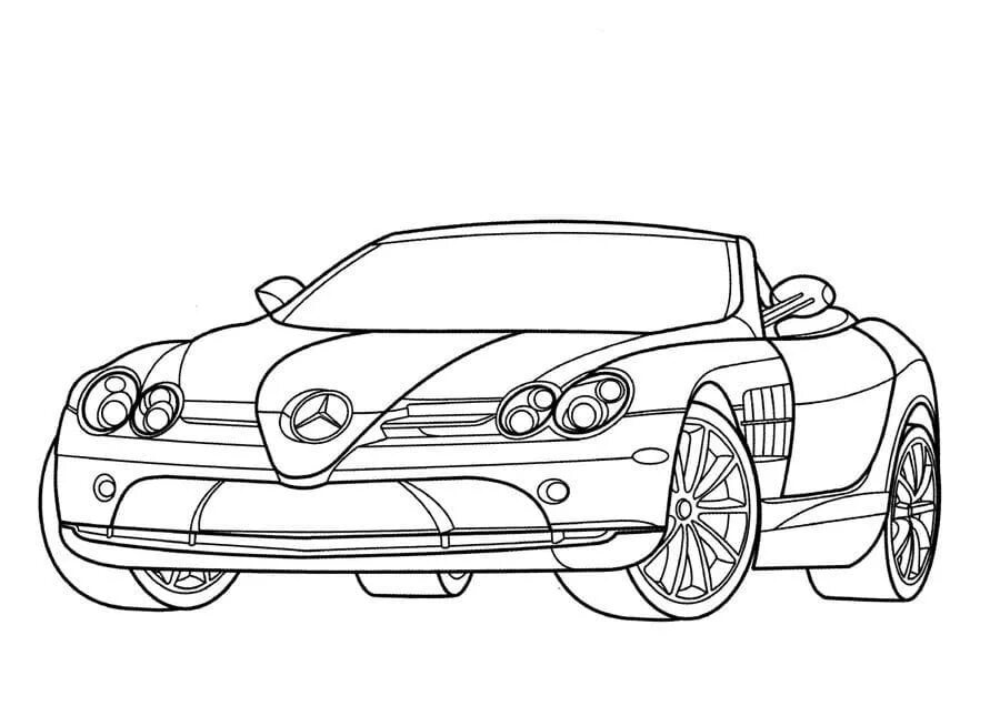 Coloring color tuning. Mercedes-Benz SLR MCLAREN. Раскраска машина Мерседес Бенц. Раскраска Мерседес Макларен. Машинки раскраски для мальчиков Мерседес Бенц.