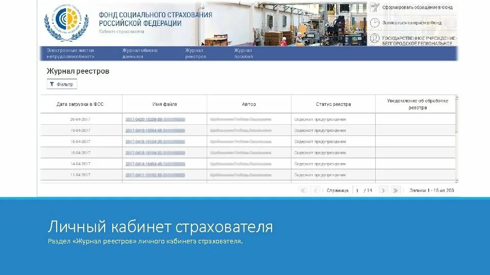 ФСС личный кабинет. Личном кабинете в «журнале пособий. Фонд социального страхования Российской Федерации личный кабинет. Реестры в личном кабинете. Fss ru recipient