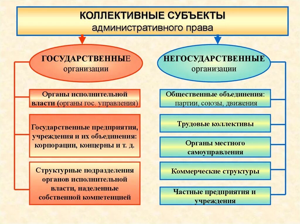 Виды коллективных субъектов. Государственное учреждение примеры организаций