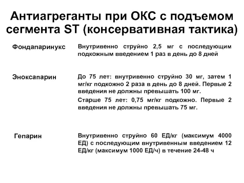 Препараты острой коронарному синдрому. Гепарин Окс с подъемом St. Гепарин при Окс с подъемом St. Острый коронарный синдром с подъемом St.