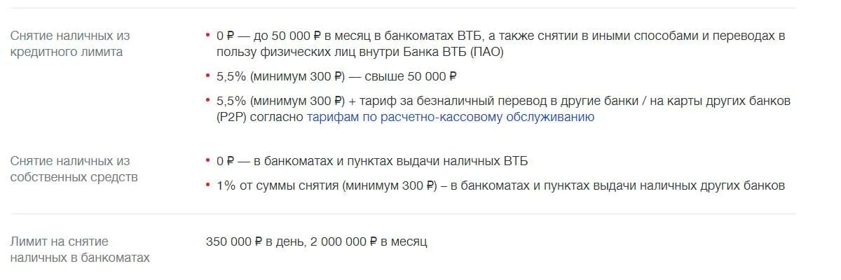 Лимит снятия наличных ВТБ. Комиссия за снятие наличных в ВТБ С кредитной карты. Комиссия на снятие наличных в ВТБ. Снятие наличных с кредитной карты ограничения. Втб снятие наличных без процентов