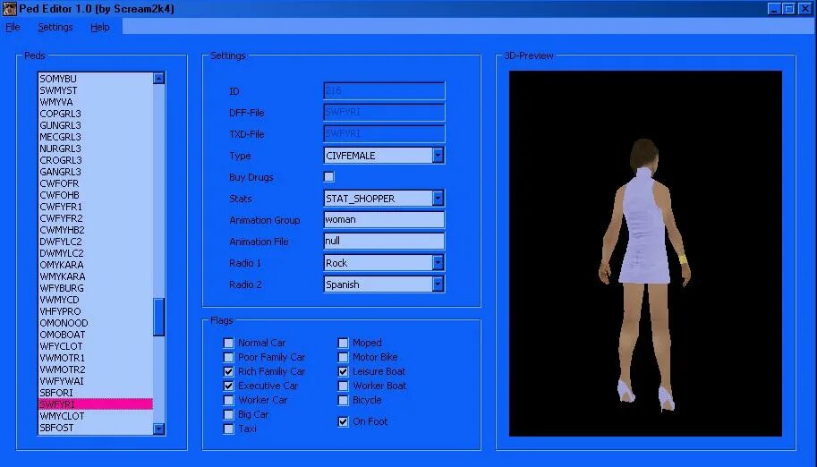 Spck editor. ГТА Сан андреас Ped Editor. Редактор персонажа ГТА са. Программа для просмотра моделей GTA sa. Ide Editor GTA sa.