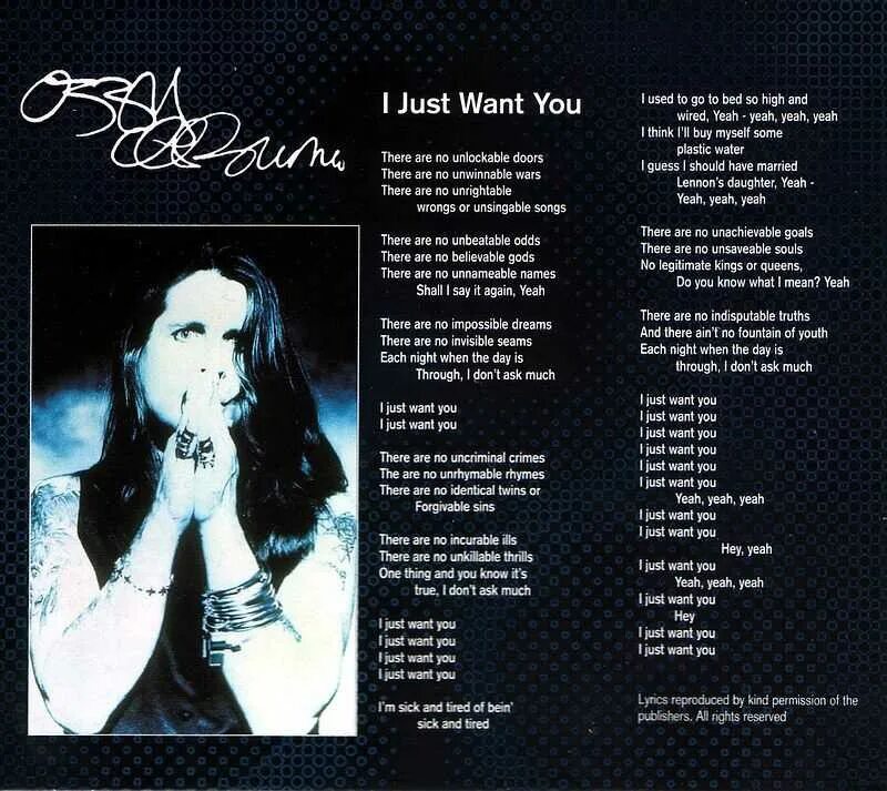 Плиз стей ай вонт ю песня. Ozzy Osbourne i just want. Оззи Осборн i just want you. Ozzy Osbourne i just want you текст. I just want you перевод.