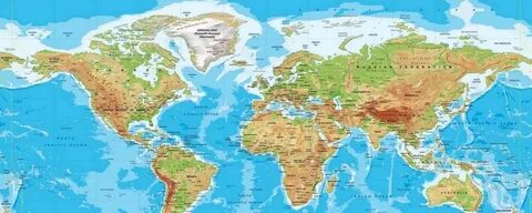 Карта мира географическая крупная на весь экран