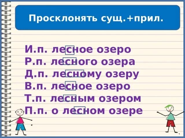 Просклонять лесное озеро. Лесное озеро просклонять по падежам. Склонение слова Лесное озеро. Просклонять прилагательное Лесное озеро.