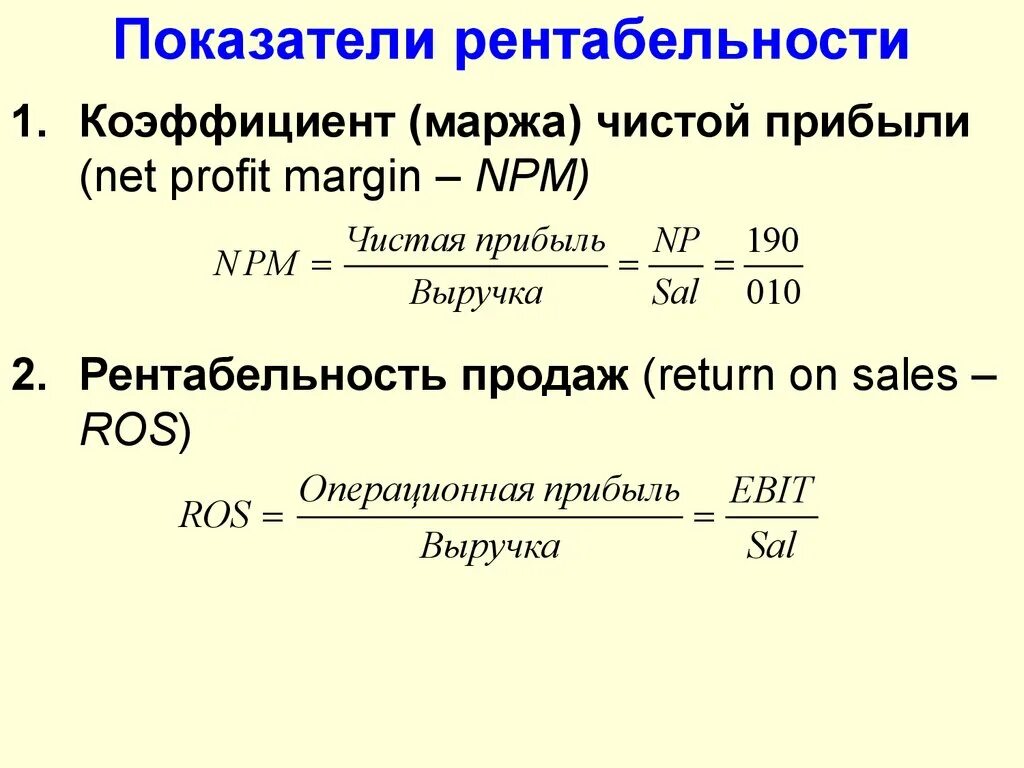 Средний коэффициент рентабельности