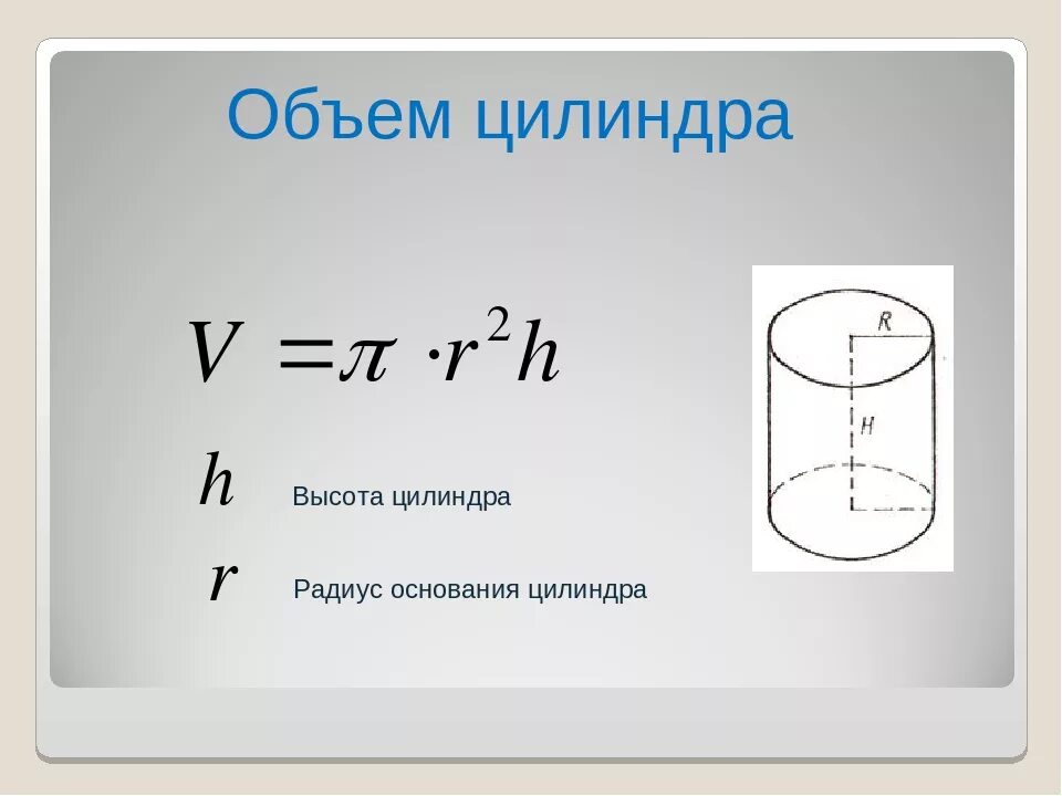 Какой объем цилиндра формула. Формула расчёта объёма целиндра. Объем цилиндра диаметром 150мм. Формула нахождения объема цилиндра через радиус. Объем цилиндра с отверстием формула.