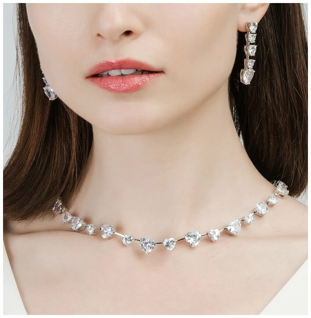 Sunlight колье. стальное шейное украшение с фианитами модель: s01472-h0w-01. шейное украшение с фианитами. колье графф. Sunlight колье.