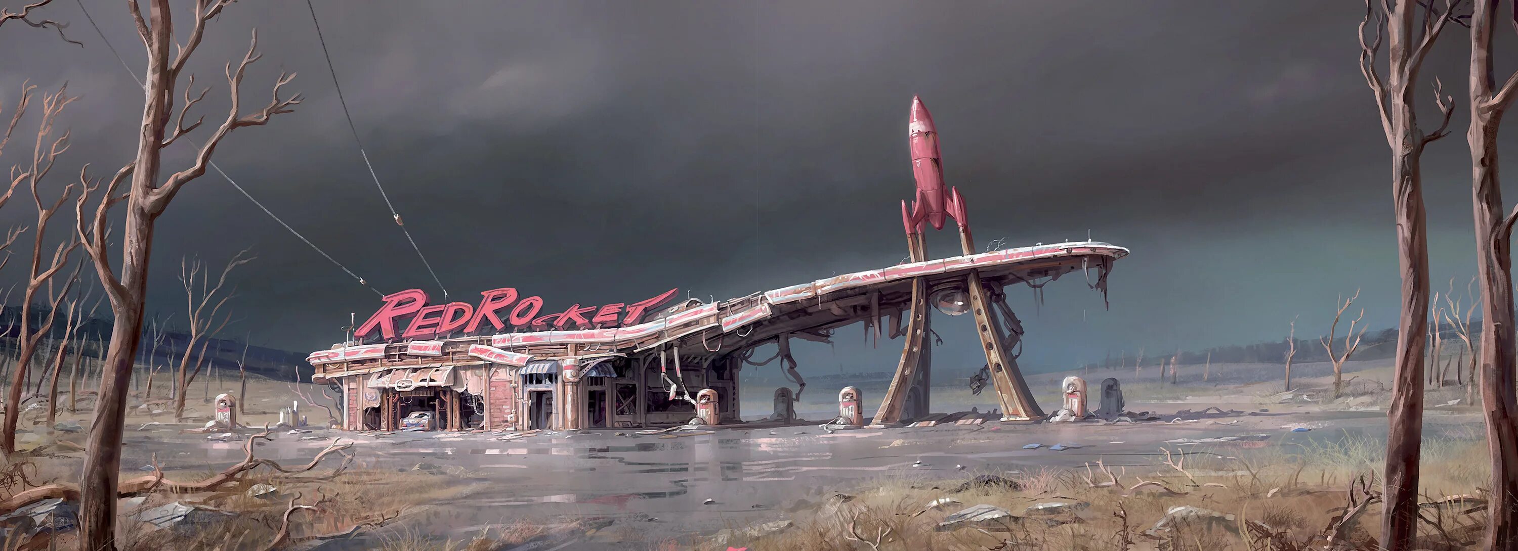 Fallout red. Фоллаут 4 концепт арт. фоллаут 4 пустошь арт. fallout 4 концепты. fallout 4 red rocket art.