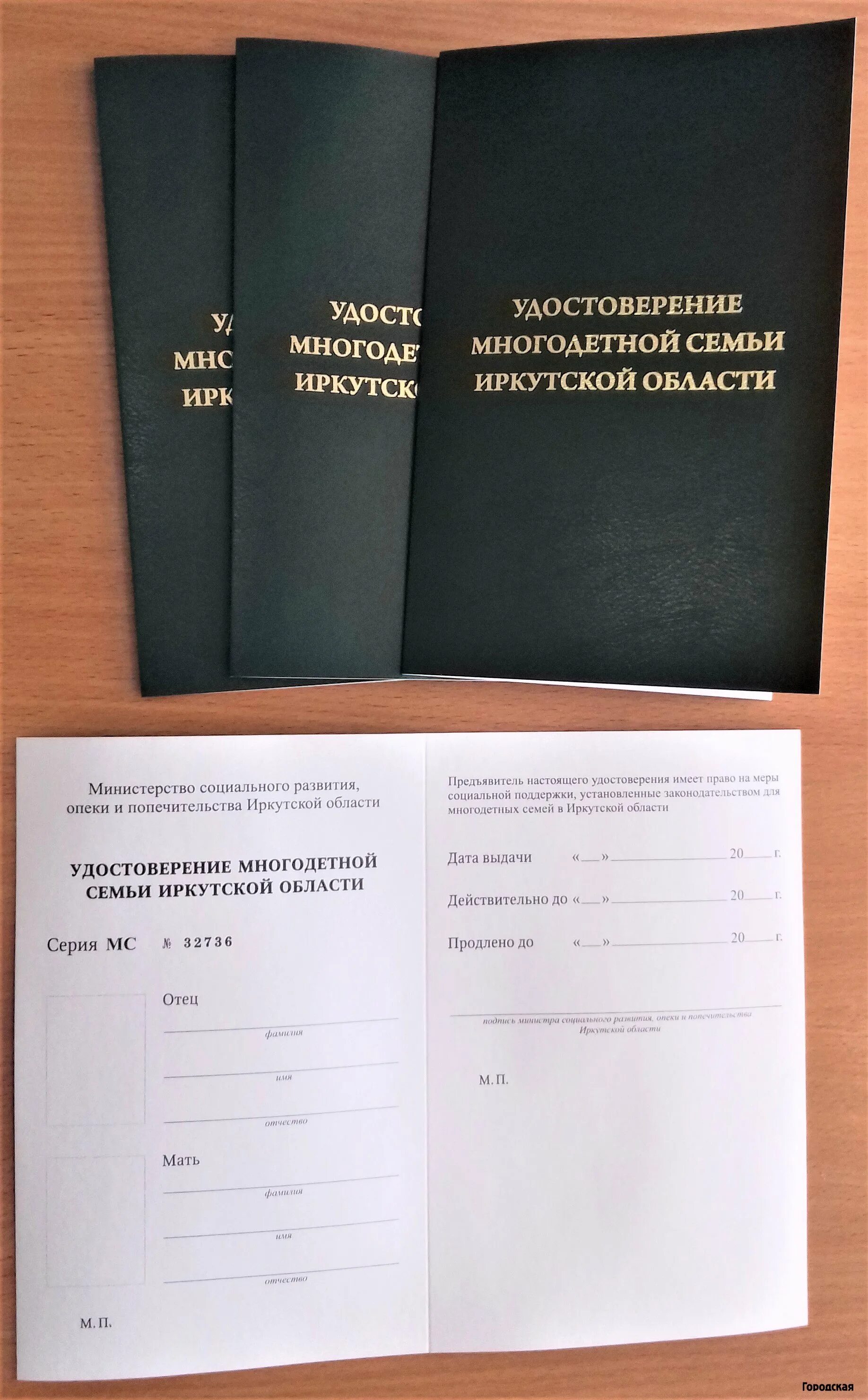 Документы на статус многодетной. Бланки удостоверений многодетной семьи.