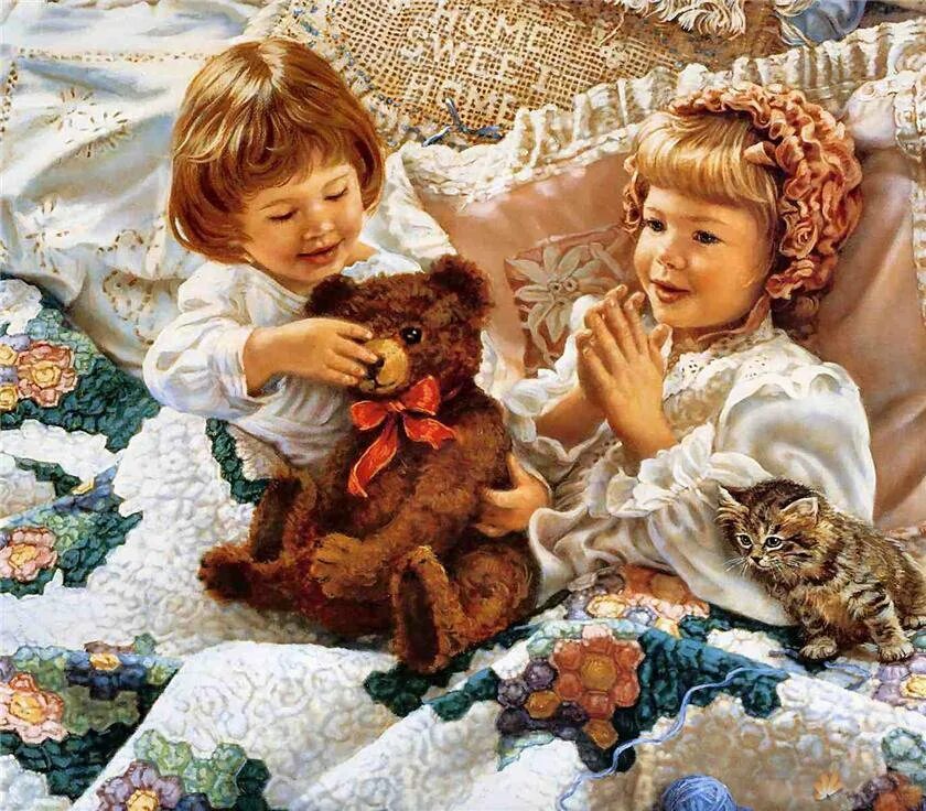 Куклы на картинах художников. Шумакова елена. Картина ребенок с игрушкой. Картина девочка с мишкой. Куклы в живописи.