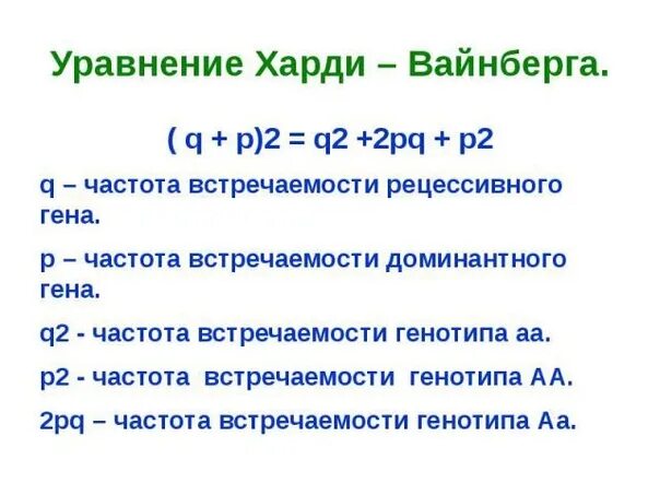 Задачи харди вайнберга егэ 2024. 2pq Харди Вайнберг. Уравнение хардиваинберга. Закон Харди Вайнберга. Закон Харди-Вайнберга формулировка.