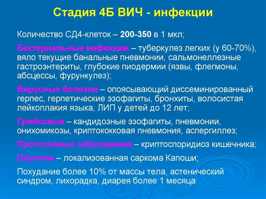 Для вич инфекции характерно. ВИЧ-инфекция 4б стадия прогрессирования. Стадии ВИЧ-инфекции сд4. ВИЧ 4б стадия что это. ВИЧ инфекция 4а стадия что это.