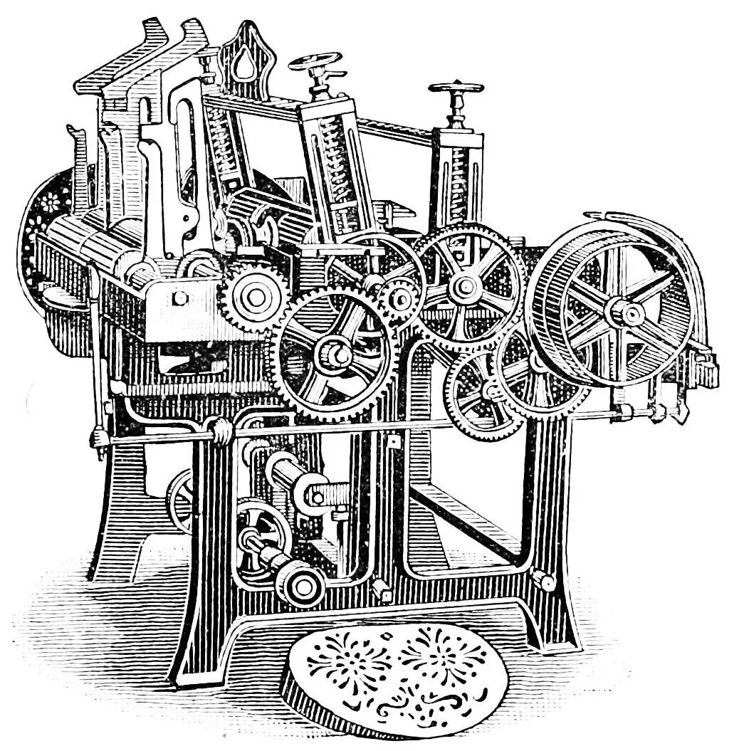 Токарный станок векторное изображение. Изобретатель автоматизация. Machine. Старинная наука. Machine mode