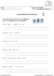 Order the words and write sentences