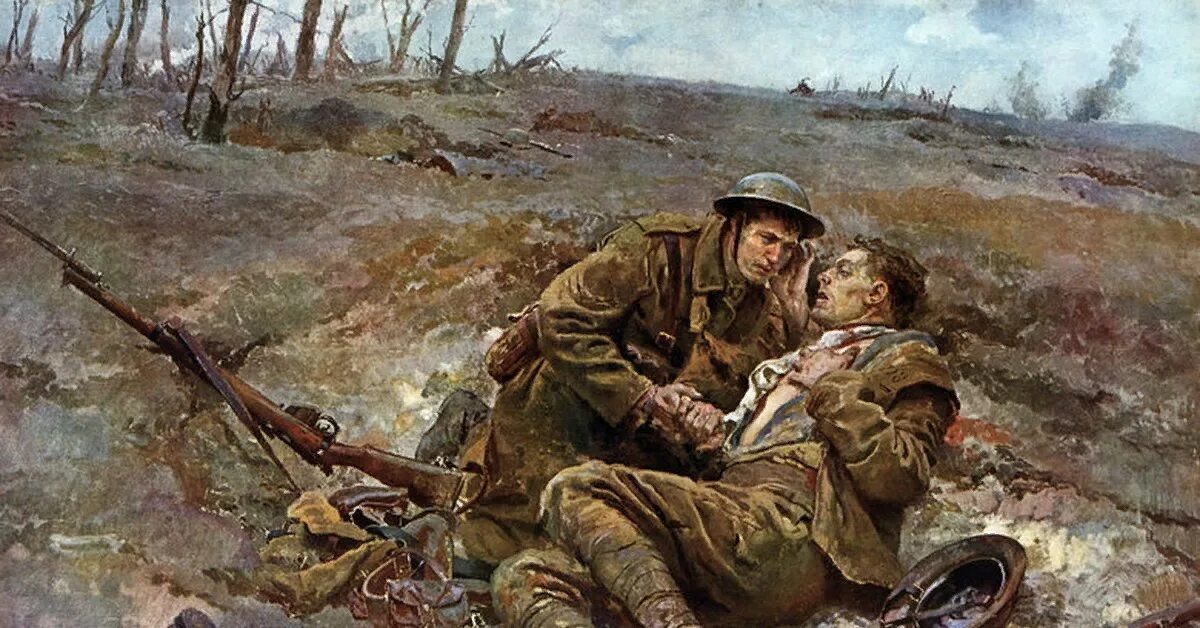 "Солдат и смерть" Hans Larwin, 1917.. Раненый солдат картина. Раненый стена