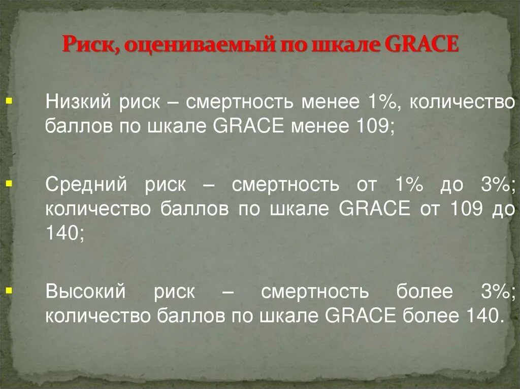 Калькулятор грейс. Шкала риска Грейс. Grace шкала риска. Шкала Grace при Окс. Риск смерти по шкале Grace.