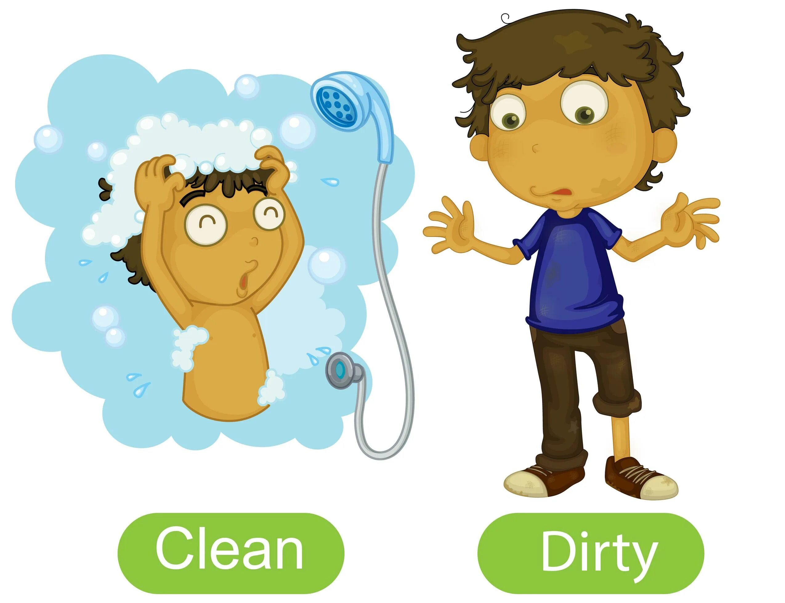 Clean Dirty. Clean Dirty вектор. Clean Dirty opposites. Opposites for Kids.