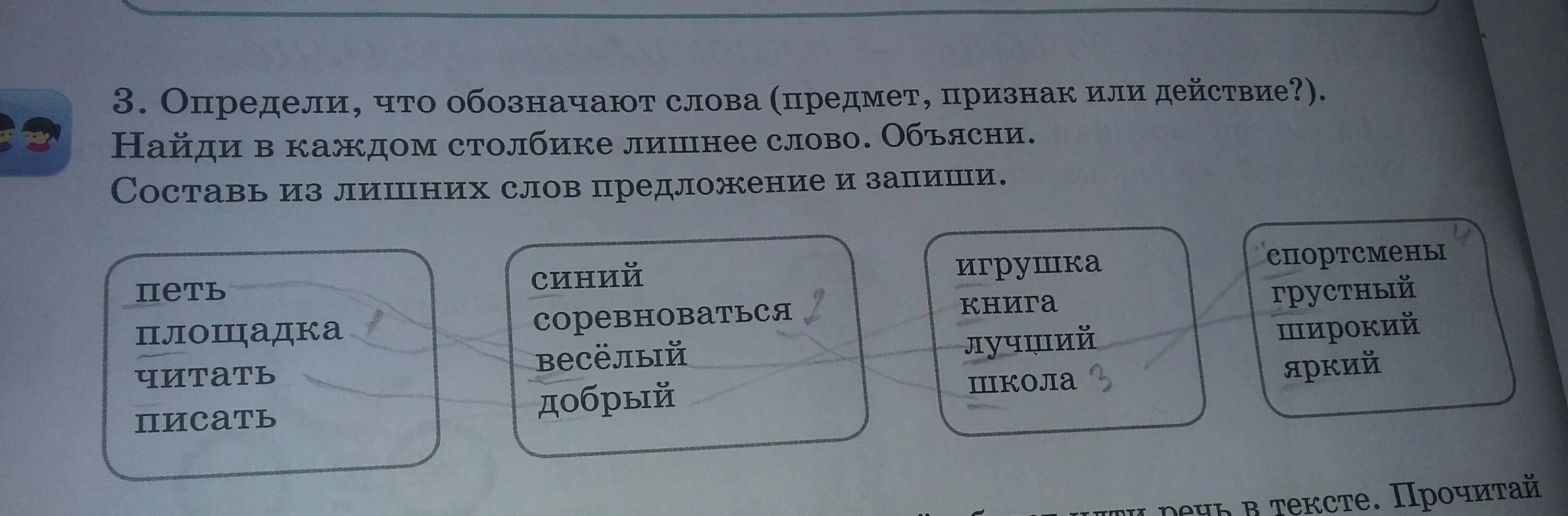 Составить слова предмет. Лишнее слово в каждом столбике. Лишнее слово или предмет. Предложения с лишними словами. Нахождение в предложении слов обозначающих предметы.