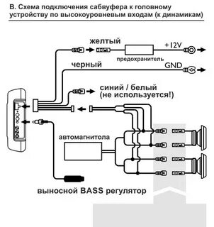Схема подключения сабвуфера