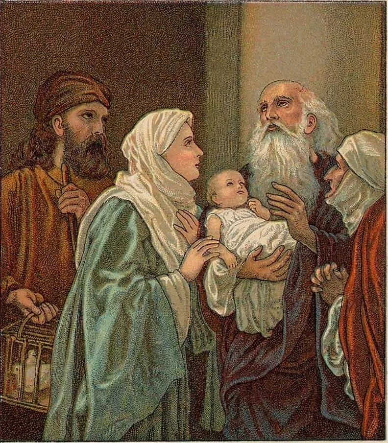 Картины семион богоприимец. Младенец иисус в храме. Сретение симеон. Симеон богоприимец у иерусалимского храма. Иконописные прориси сретение господне.