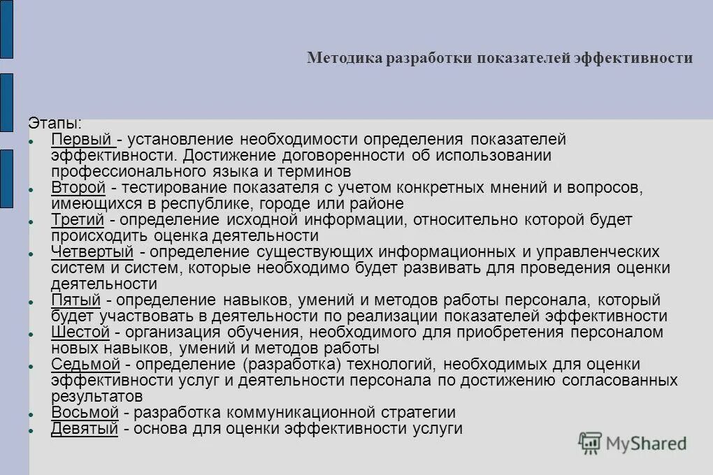 Разработка показателей эффективности. Разработал методику тестирования коэффициента. Методика разработки цены. Методика разработки упаковки. Этапы эффективной деятельности