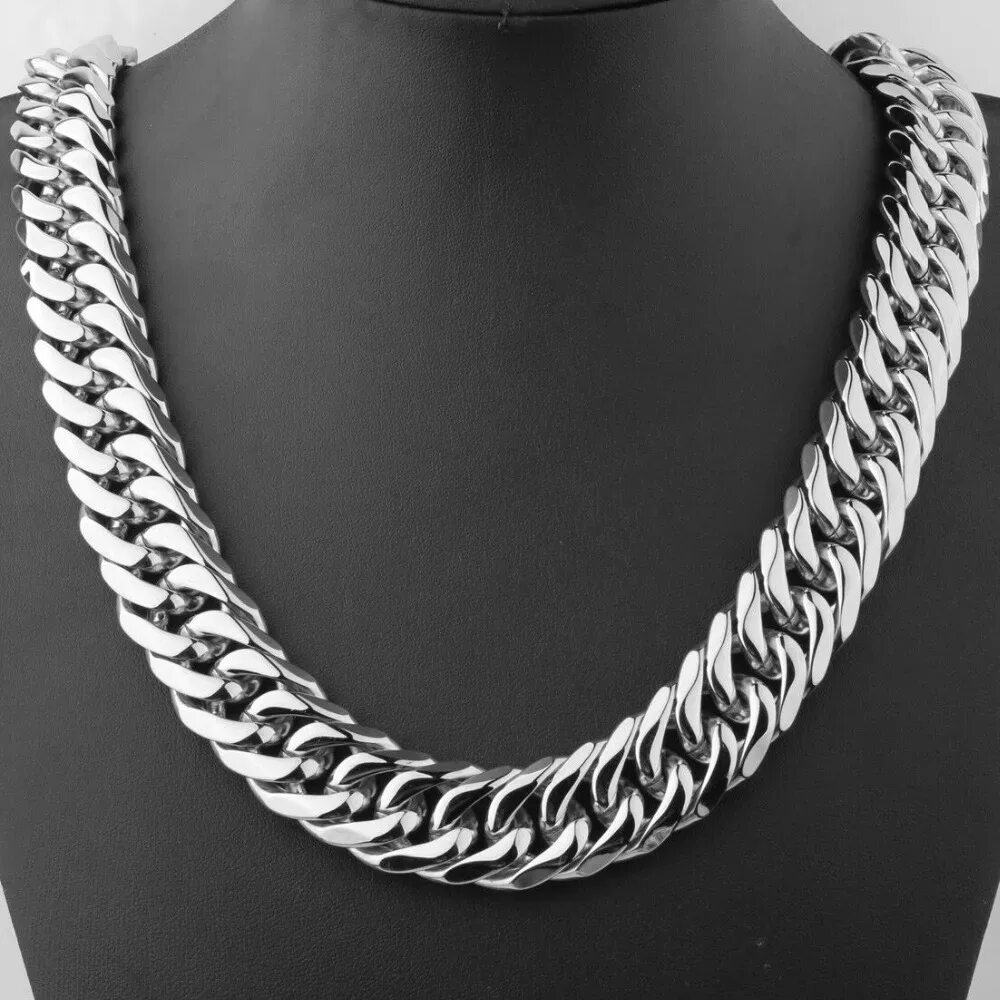 Цепь мужская Diamond Cuban Chain. Цепь мужская массивная сталь 316l. Мужская цепочка на шею Cuban Chain. Широкая серебряная цепь. Цена толстой серебряной цепочки