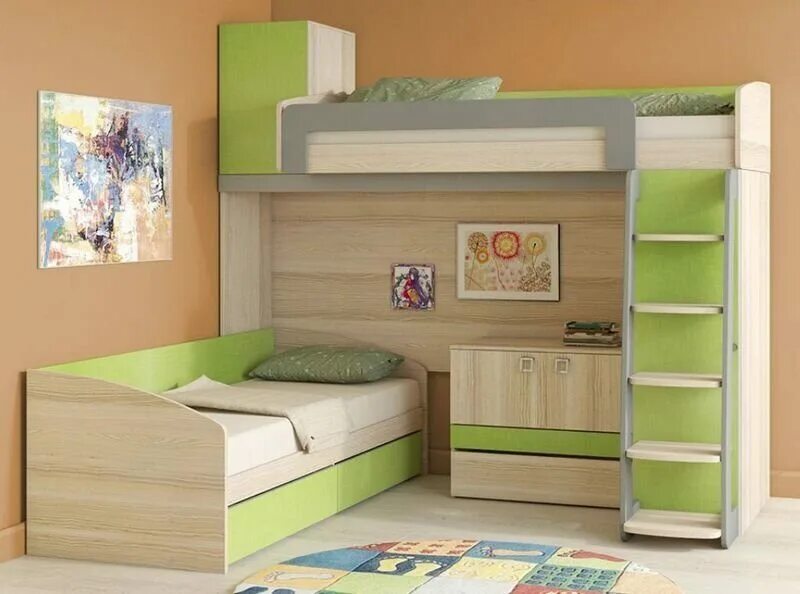 Мебель для 2 детей. Кровать ТРИЯ детская киви. ТРИЯ киви кровать двухъярусная. Кровать для двоих детей. Кровати углом для двоих детей.