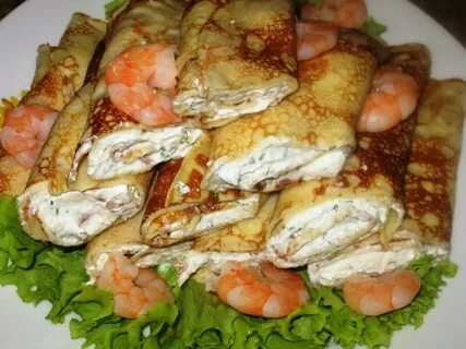 Блины с креветками
