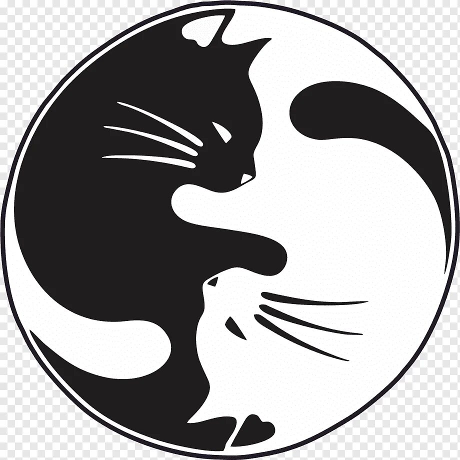 Котик инь. Эмблема кота. кошка символ. эмблемы с котами. инь янь кошки.