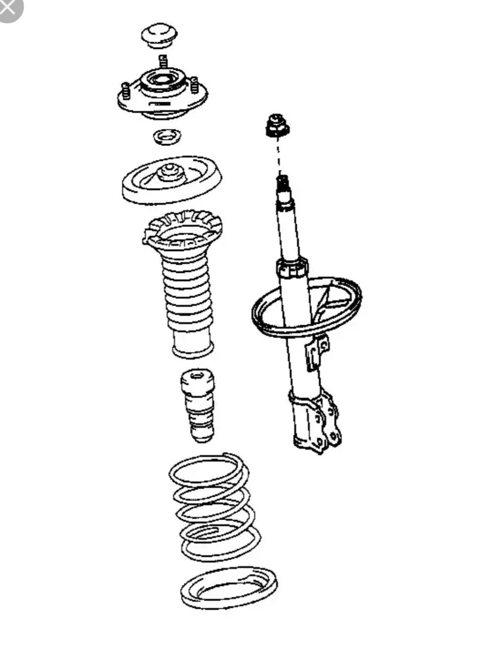 Сборка стойки амортизатора. Сборка стойки Тойота Королла 120. Сборка передней стойки Тойота Королла 120. Амортизатор передний Тойота Королла 120. Сборка стойки амортизатора Тойота Королла 120.