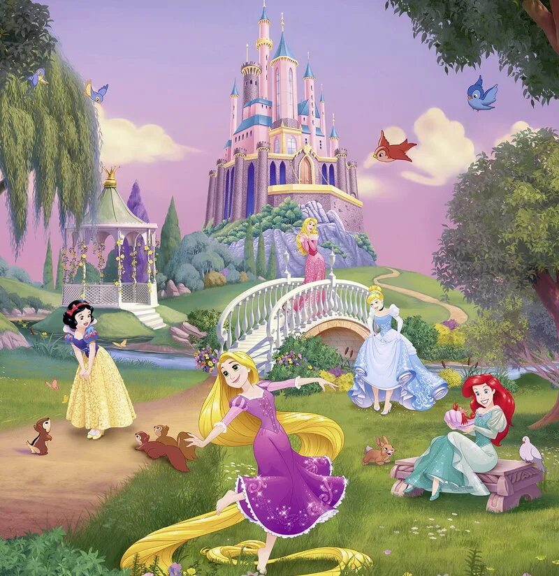 Фотообои Komar Disney Princess. Фотообои "Disney Princess Park". Фотообои Komar Disney Princess Park 8-4109 254х368 см. Фотообои "Disney Princess Park" 170. Чудесная страна 4