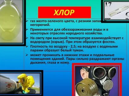Газ желто зеленого цвета с резким удушливым