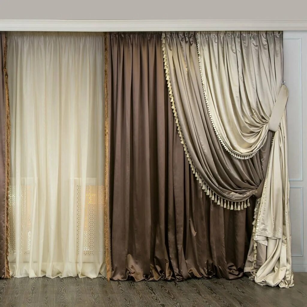 Elegant Green Blackout Curtains with Sheer Panels