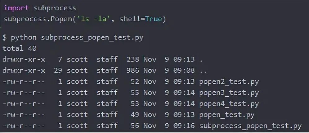 Subprocess output