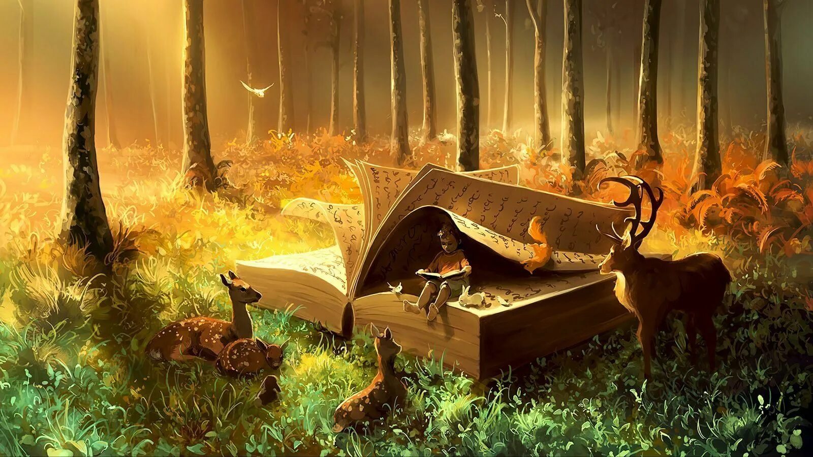 Сказки про людей и зверей. Сказочные леса. Книга Волшебный мир. Волшебные иллюстрации. Сказочный лес с животными.