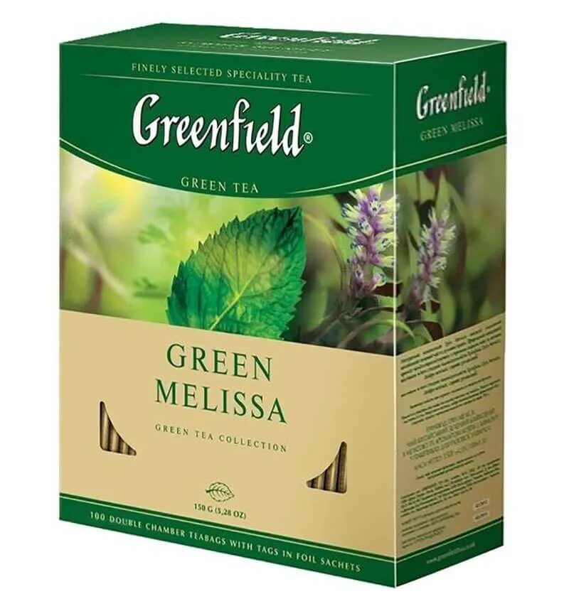Гринфилд чай зеленый с мелиссой 100 пакетиков. Где купить чай в пакетиках