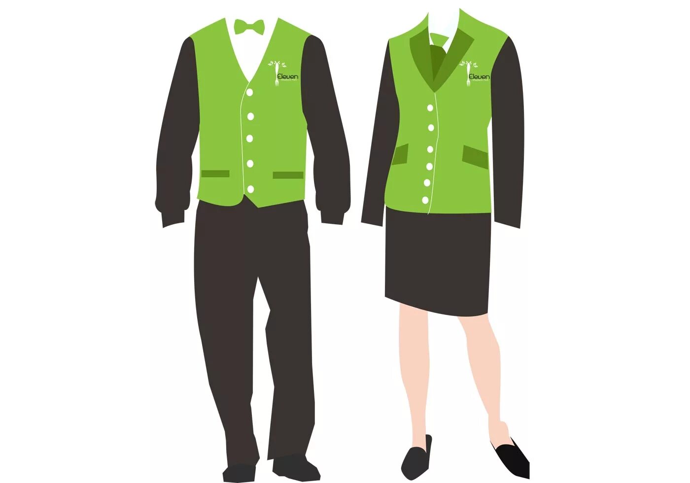 Корпоративный стиль одежды. Форменная одежда. Униформа для персонала. Сотрудники в зеленой форме. Форма без сайта