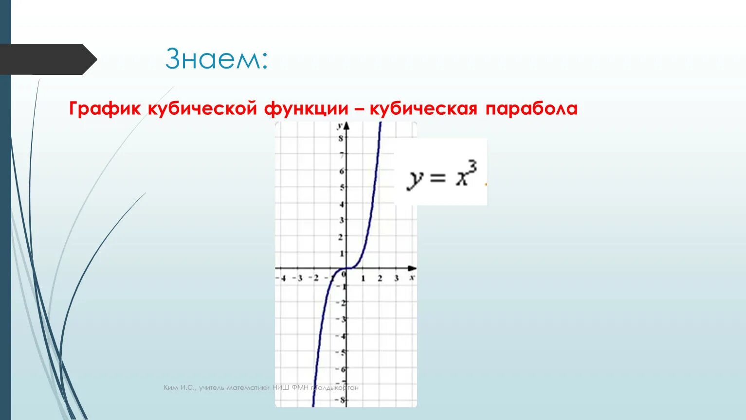 Кубическая функция y x3. Кубическая парабола график функции. График функции y x3 кубическая парабола. Степенная функция кубическая парабола.