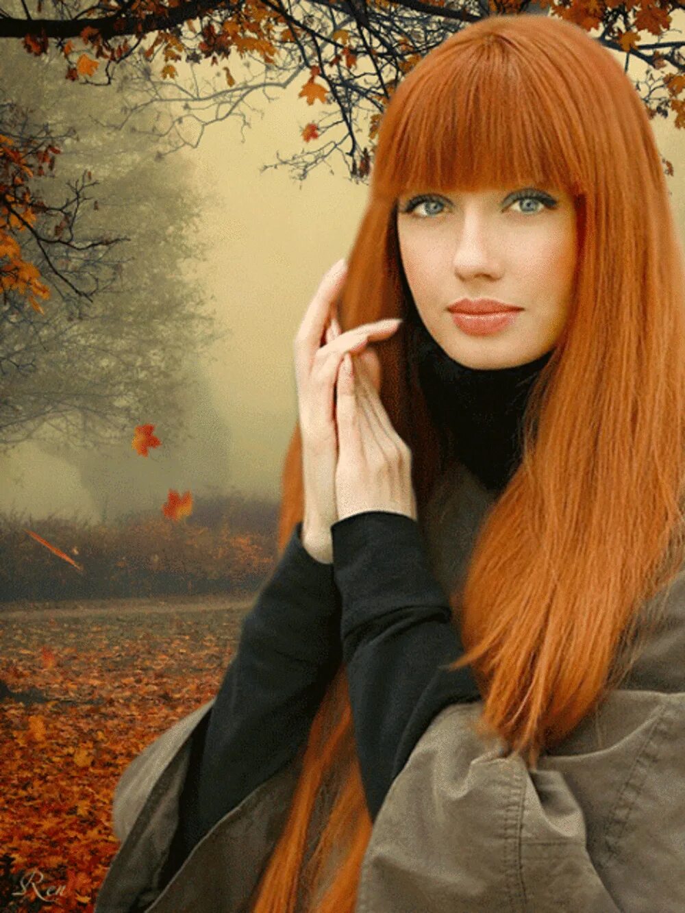 Рыжие прямые волосы. Рыжие девушки. Длинные рыжие волосы с челкой. Рыжая девушка осень.