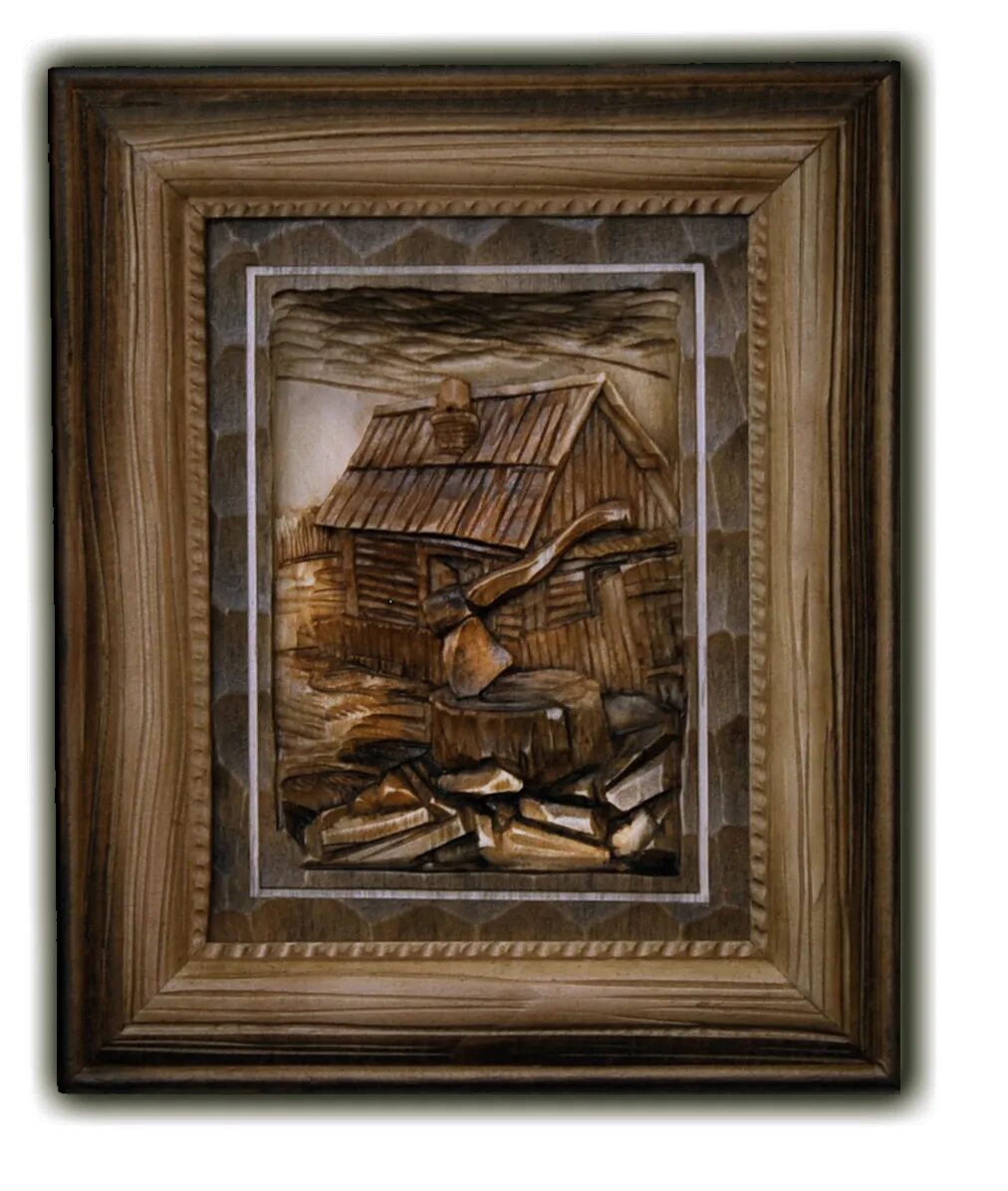 Картины Виктора Дубовика. Резные картины Виктора Дубовика. Картина в деревянной раме.