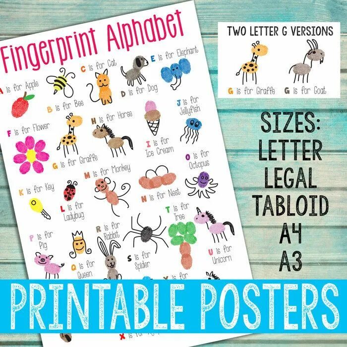 Fingerprint Alphabet. Letter legal tabloid. Плакаты pdf