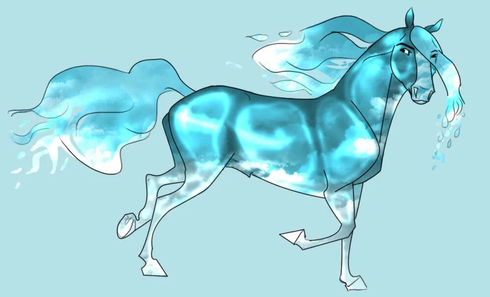 Водяная лошадь это. Водяная лошадь. Голубая водяная лошадь. Водяная лошадь эскиз. Векторный конь.