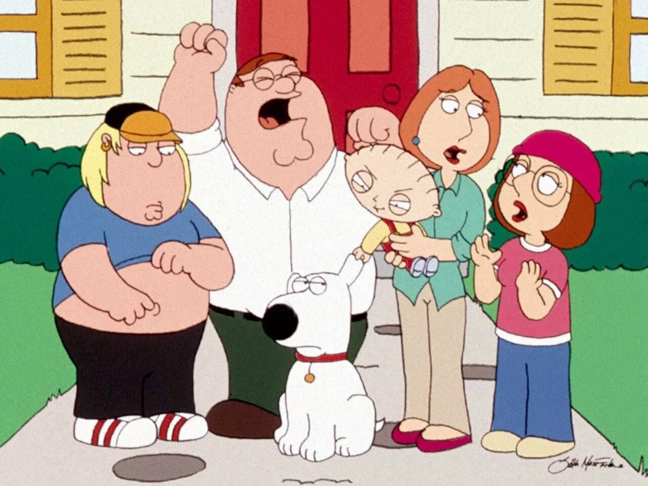 Family guy back. Гриффины Питер и Брайан. Гриффины герои.