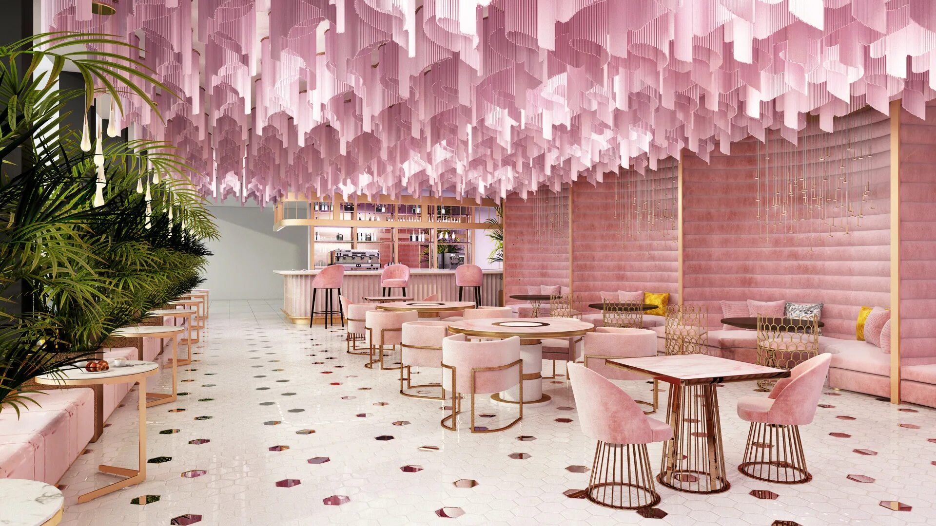 Цветочный ресторан в москве розовый. Необычный интерьер кафе. Интерьер кафе в розовых тонах. Интерьер ресторана в бело розовых тонах. Ресторан в розовом цвете.