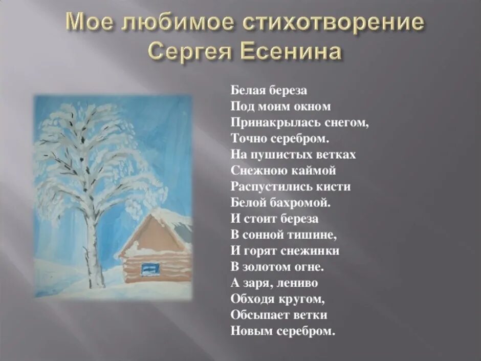 Есенин белая береза стихотворение. Есенин белая берёза под моим окном. Стихотворение белая береза под моим окном. Сочинение любимый стих