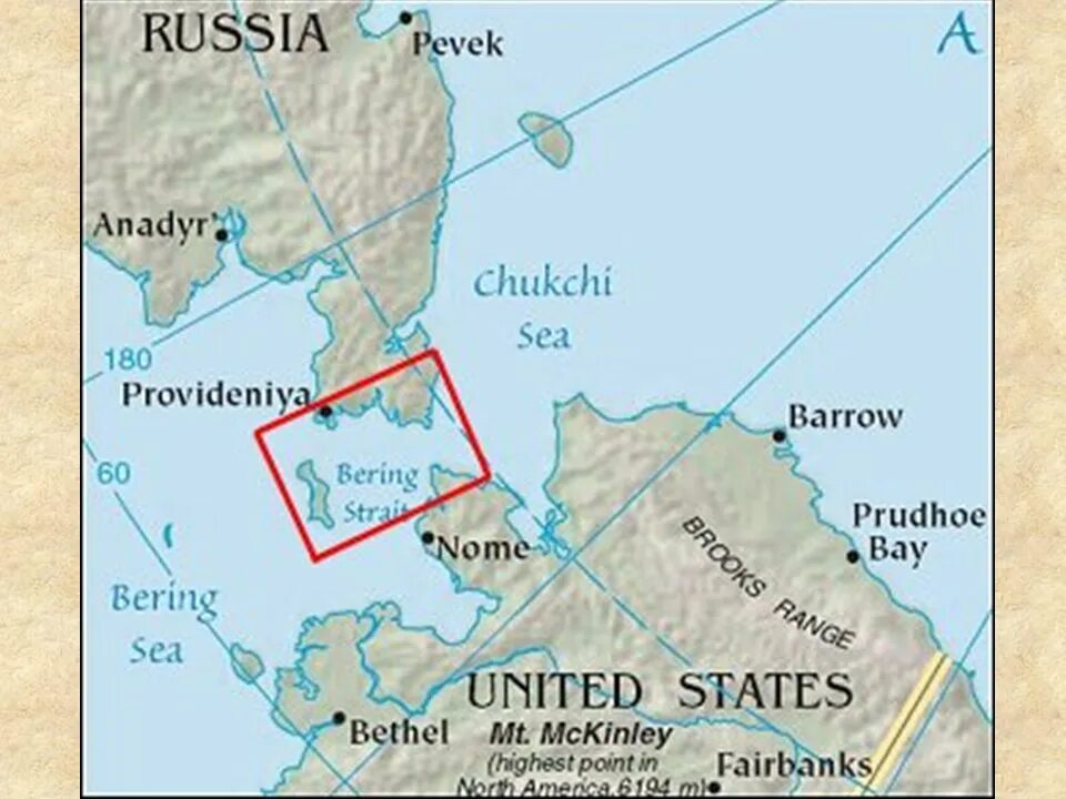 Берингов пролив на карте евразии