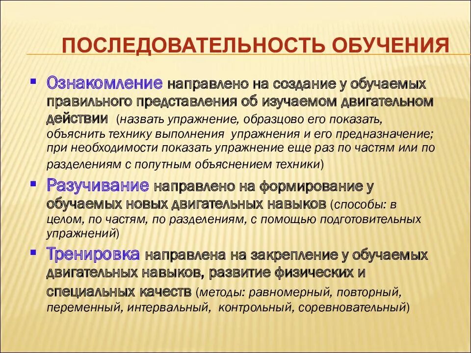 Характеристика этапов обучения. Последовательность обучения физическим упражнениям. Этапы обучения упражнений. Последовательность обучения детей физическим упражнениям. Последовательно обучения упражнений.