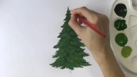 Нарисовать елку губкой