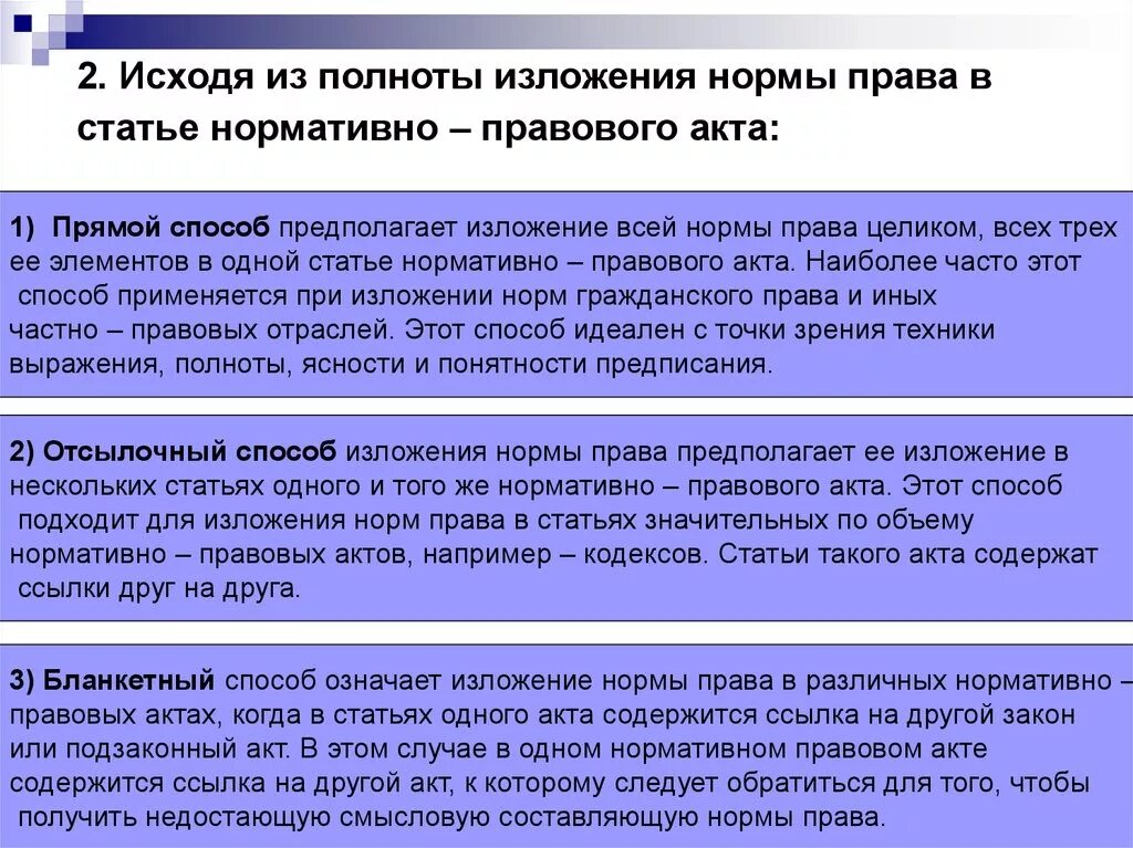 Статья законодательного акта. Способы изложения правовых норм в нормативных актах.